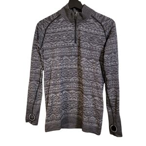 Lululemon Rest Less Gray Geometric Print Quarter Zip Pullover
